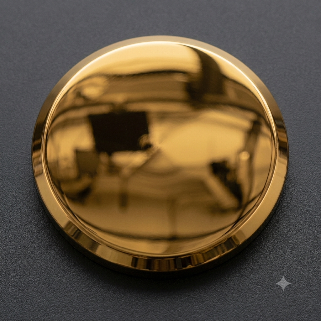 Gold PVD coating sample disc with mirror finish